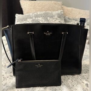 Kate Spade Black Leather Tote and Wallet Set